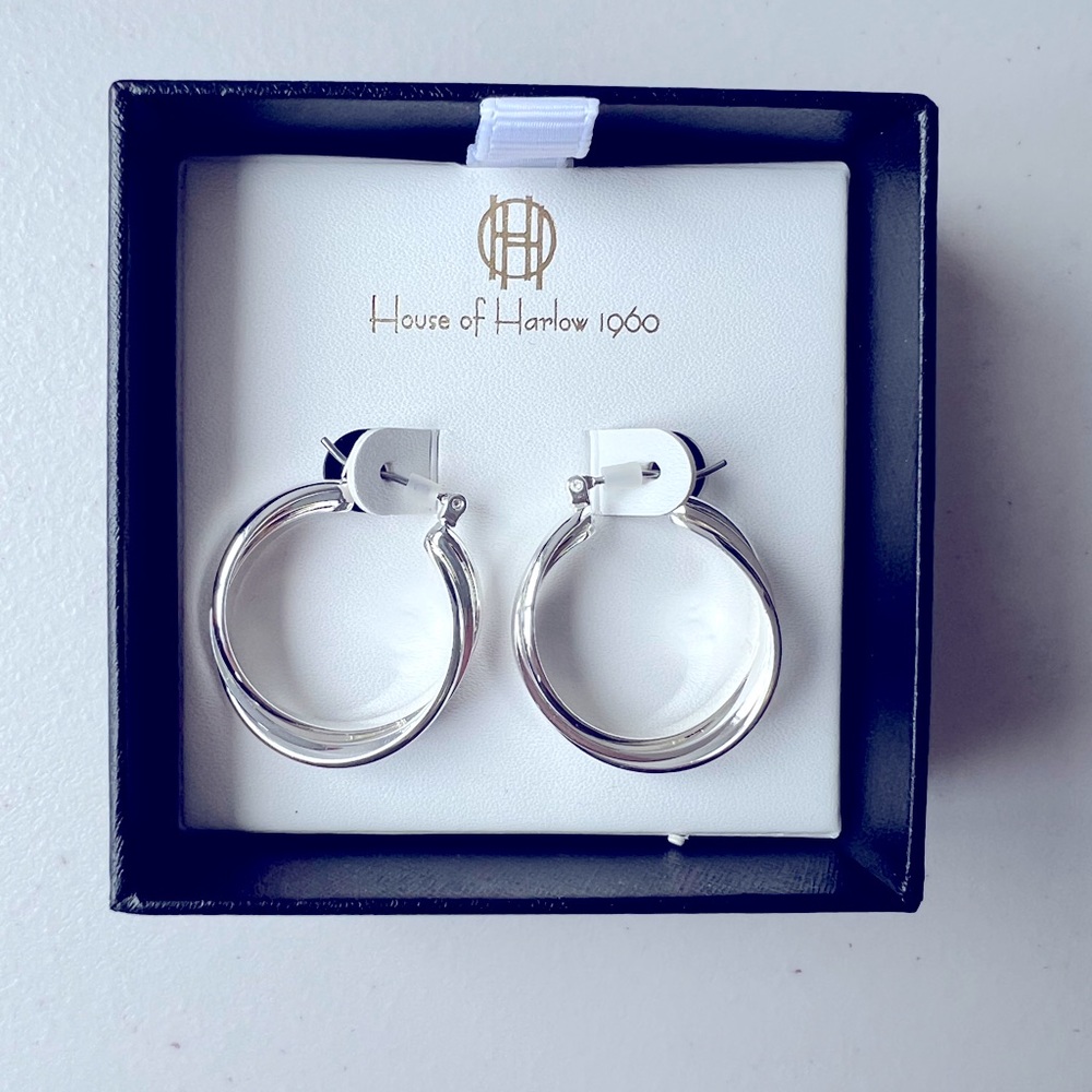 House of Harlow 1960 Women’s Silver Tone Hoop Earrings NWT